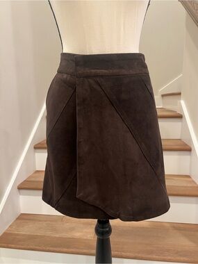 Abrand Chocolate Brown Suede Mini Skirt